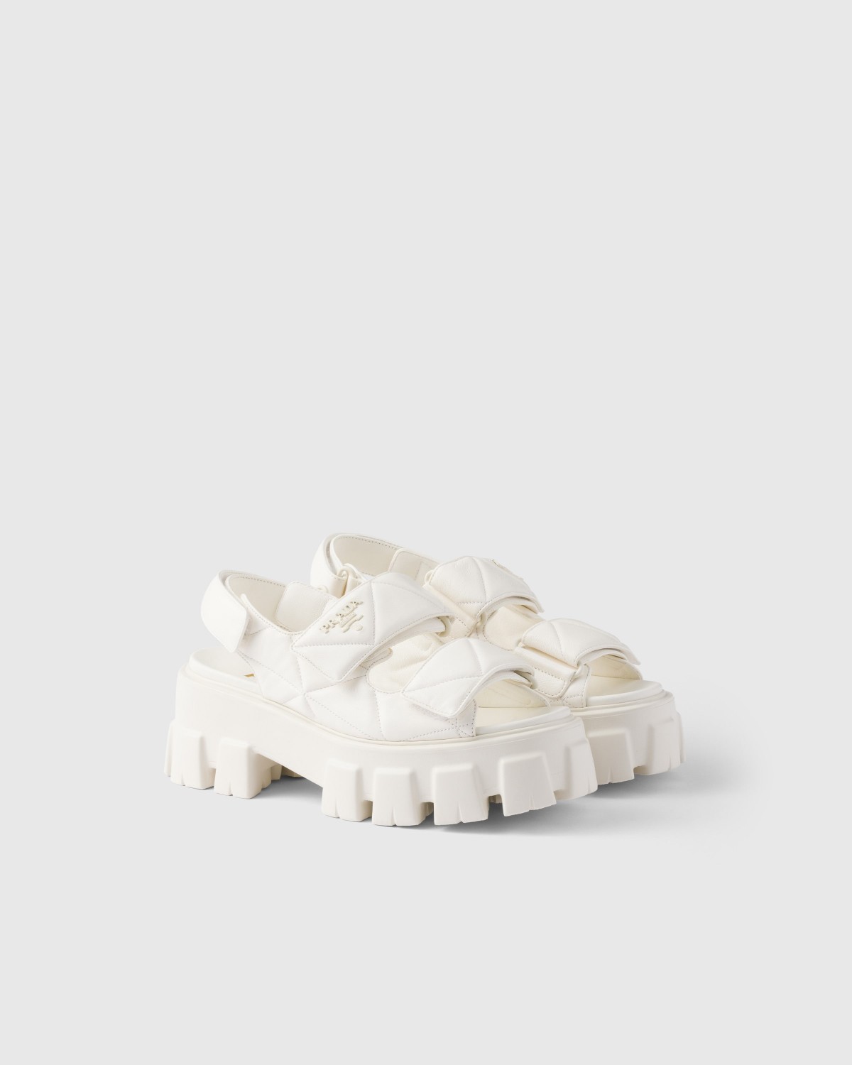 Prada Monolith Nappa Leather Sandals Ivory