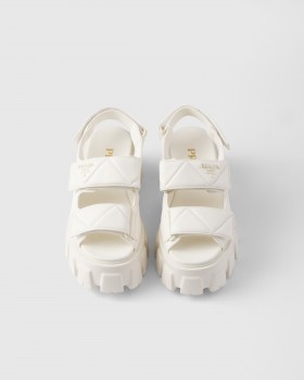 Prada Monolith Nappa Leather Sandals Ivory