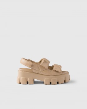 Prada Monolith Nappa Leather Sandals Sand Beige