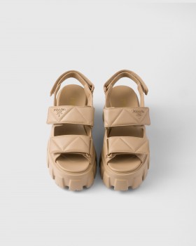 Prada Monolith Nappa Leather Sandals Sand Beige