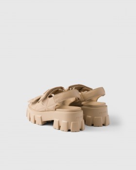 Prada Monolith Nappa Leather Sandals Sand Beige
