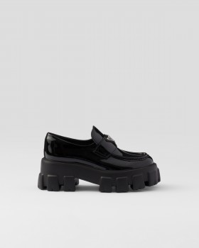 Prada Monolith Patent Leather Loafers Black