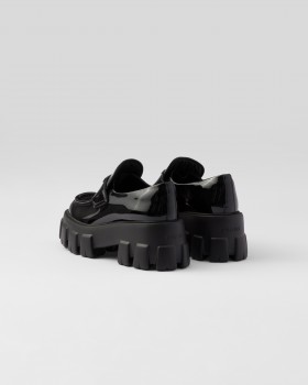 Prada Monolith Patent Leather Loafers Black