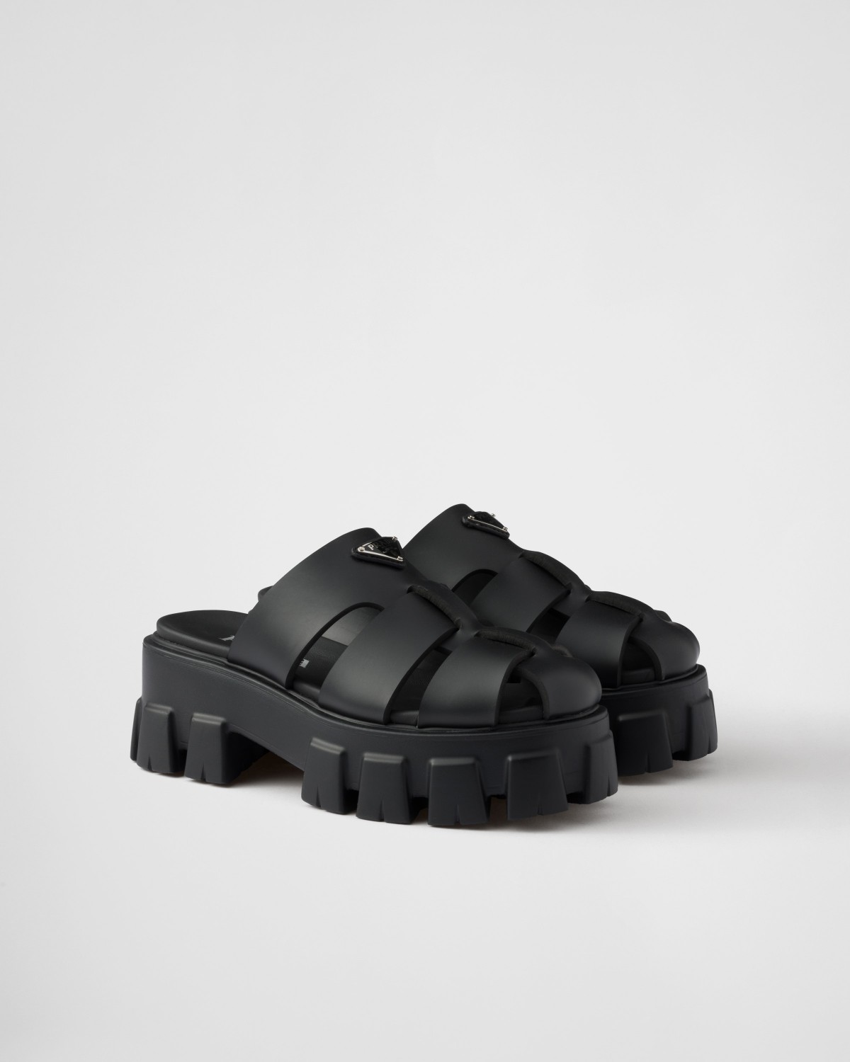 Prada Monolith Rubber Mules Black