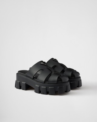 Prada Monolith Rubber Mules Black