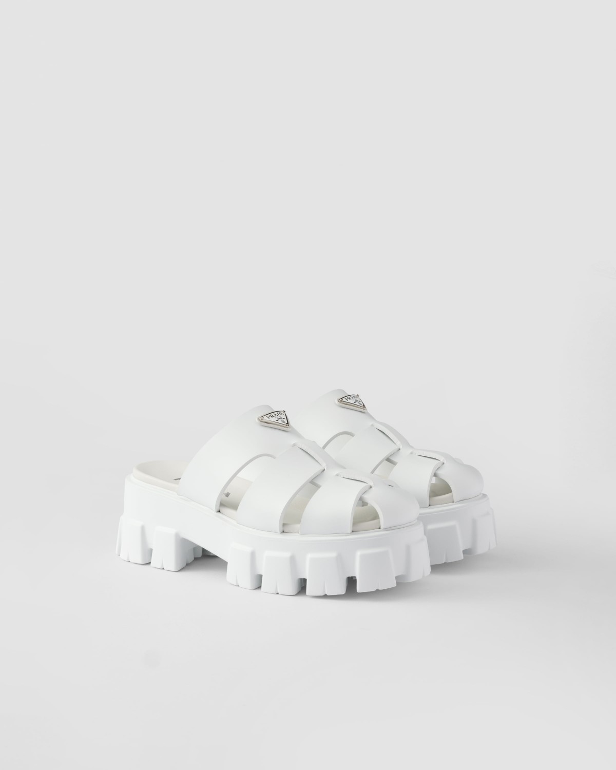 Prada Monolith Rubber Mules White