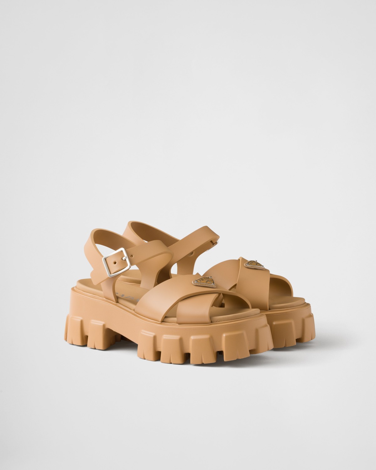 Prada Monolith Rubber Sandals Barley