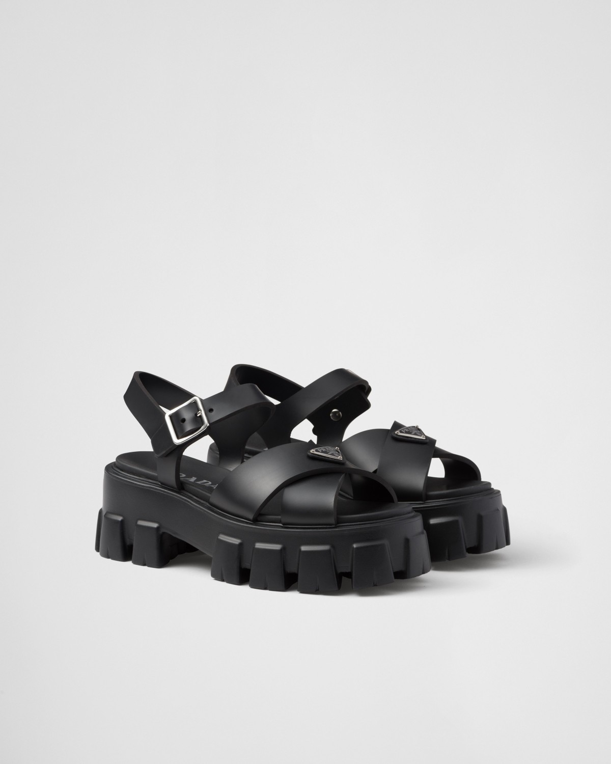 Prada Monolith Rubber Sandals Black