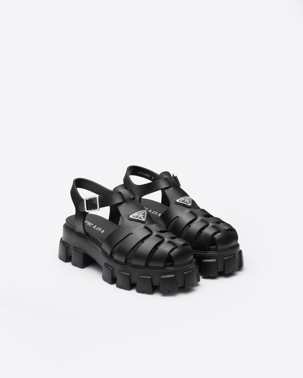 Prada Monolith Rubber Sandals Black