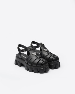 Prada Monolith Rubber Sandals Black