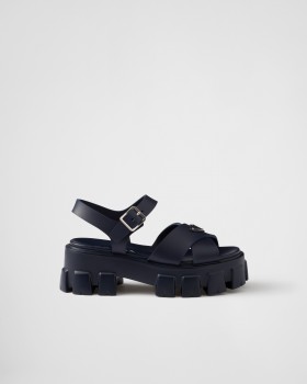 Prada Monolith Rubber Sandals Navy