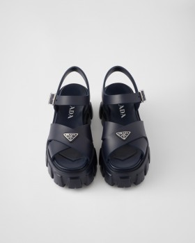 Prada Monolith Rubber Sandals Navy