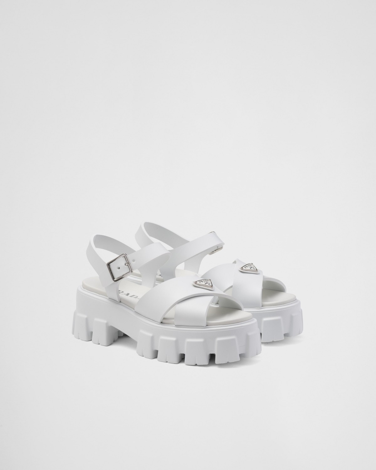 Prada Monolith Rubber Sandals White