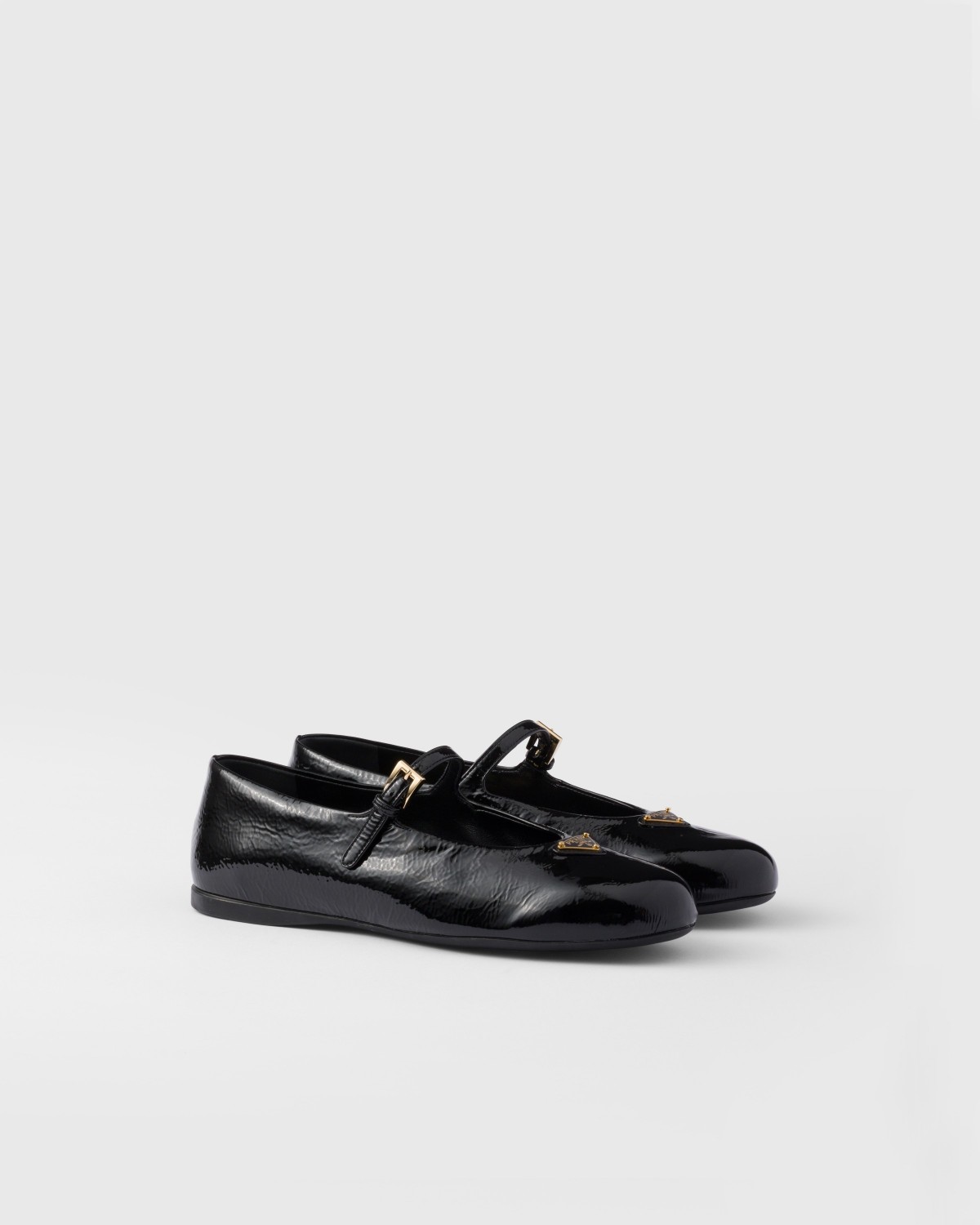 Prada Naplak Patent Leather Ballerinas Black