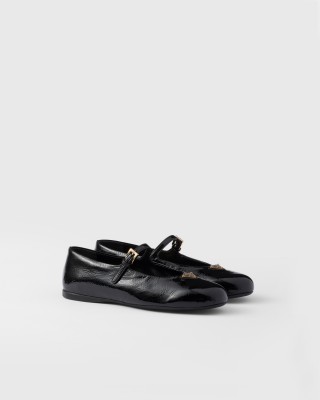 Prada Naplak Patent Leather Ballerinas Black