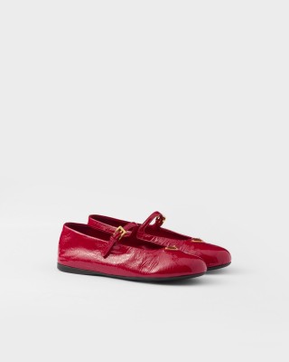 Prada Naplak Patent Leather Ballerinas Cherry Red