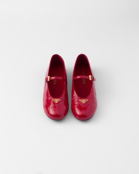 Prada Naplak Patent Leather Ballerinas Cherry Red