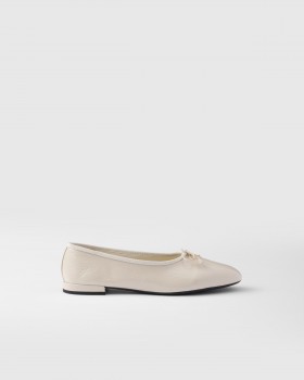 Prada Naplak Patent Leather Ballerinas Ivory