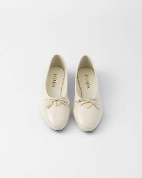 Prada Naplak Patent Leather Ballerinas Ivory