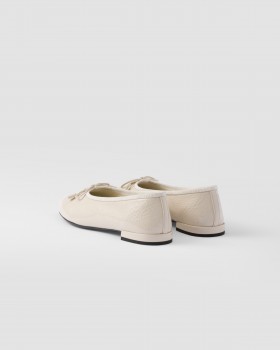 Prada Naplak Patent Leather Ballerinas Ivory