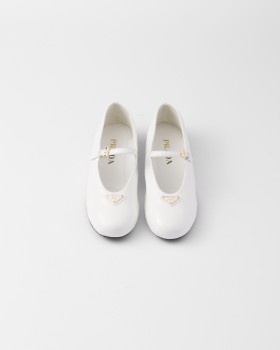 Prada Naplak Patent Leather Ballerinas White