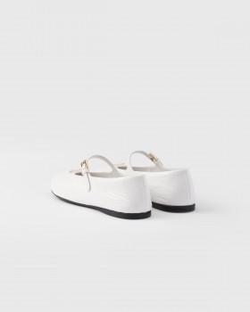 Prada Naplak Patent Leather Ballerinas White