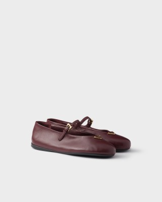 Prada Nappa Leather Ballerinas Burgundy