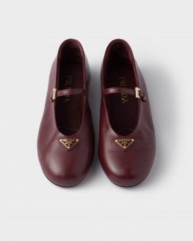 Prada Nappa Leather Ballerinas Burgundy