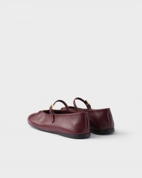 Prada Nappa Leather Ballerinas Burgundy