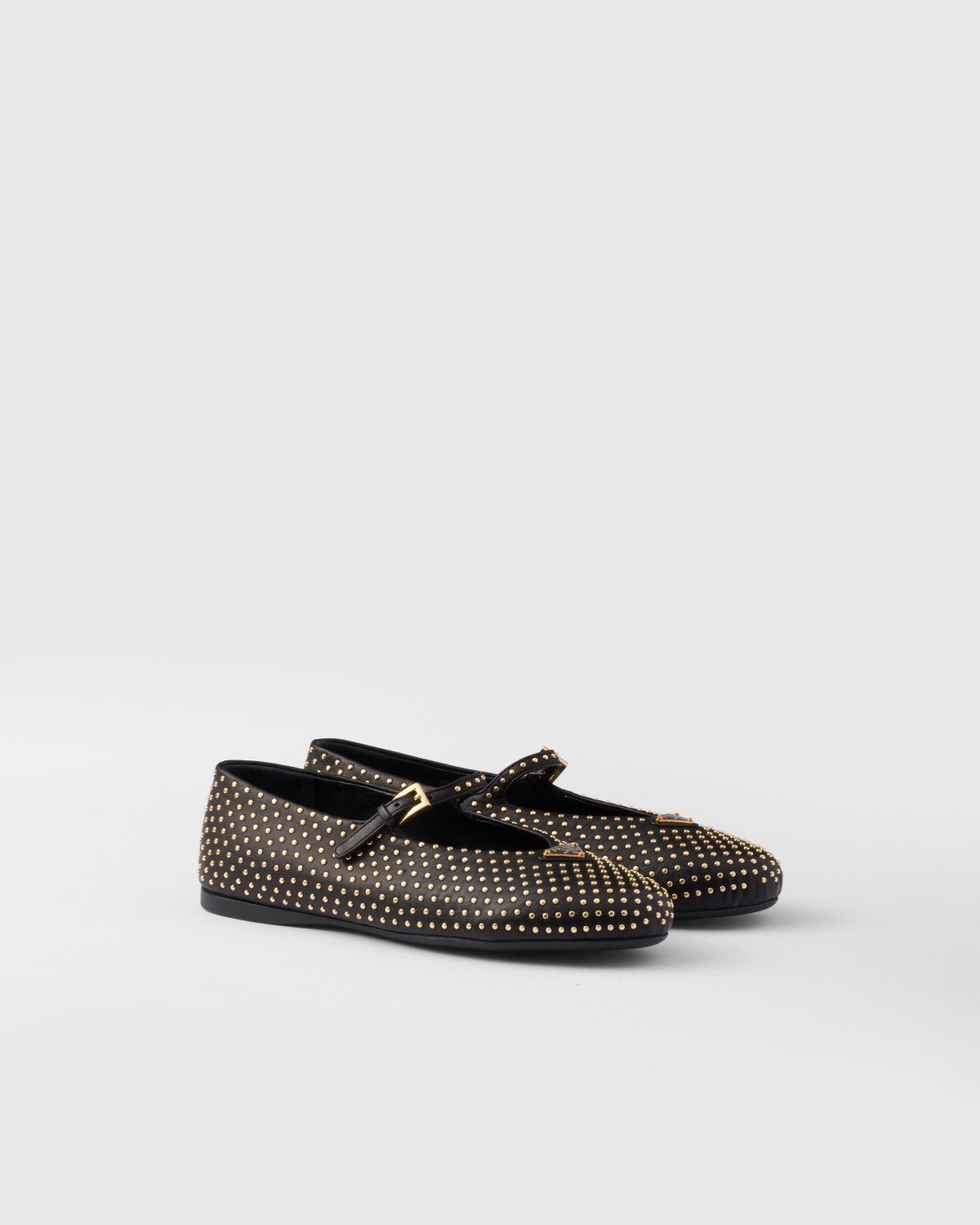 Prada Nappa Leather Ballerinas With Studs Black