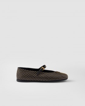 Prada Nappa Leather Ballerinas With Studs Black