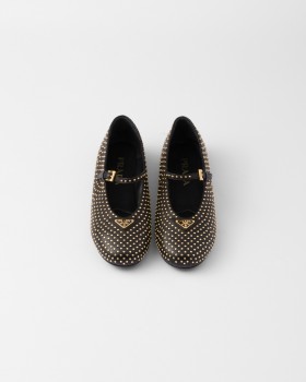 Prada Nappa Leather Ballerinas With Studs Black