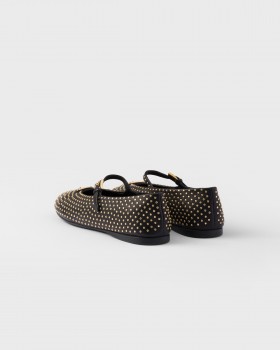 Prada Nappa Leather Ballerinas With Studs Black