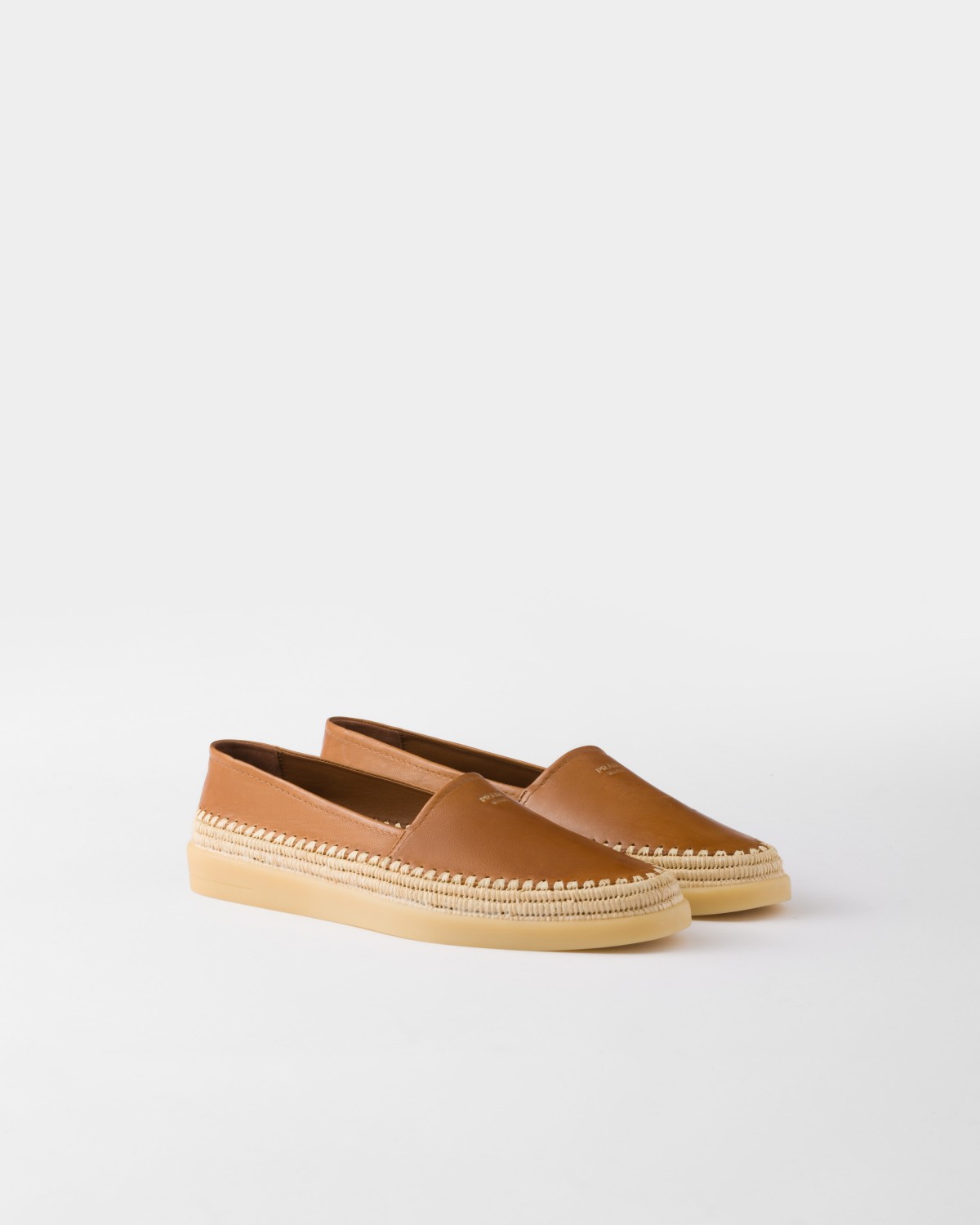 Prada Nappa Leather Espadrilles Light Tan