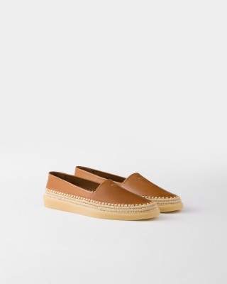 Prada Nappa Leather Espadrilles Light Tan