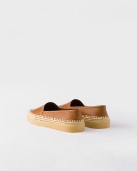 Prada Nappa Leather Espadrilles Light Tan