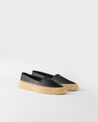 Prada Nappa Leather Espadrilles Navy