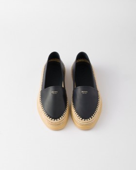 Prada Nappa Leather Espadrilles Navy