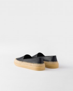 Prada Nappa Leather Espadrilles Navy