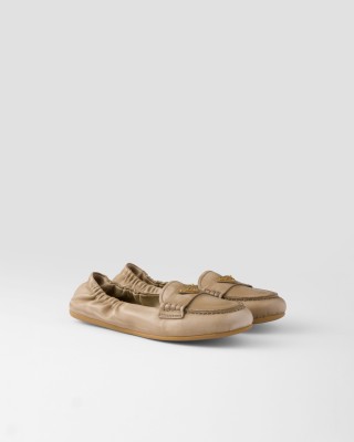Prada Nappa Leather Loafers Sand Beige