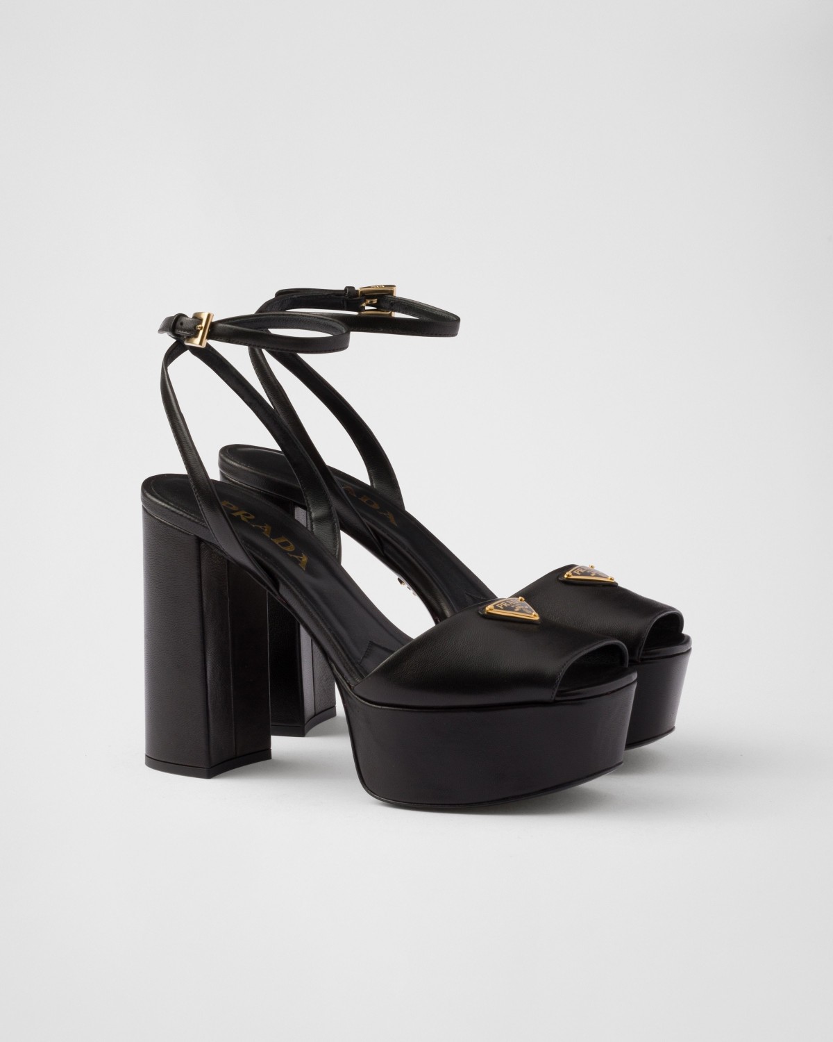 Prada Nappa Leather Platform Sandals Black