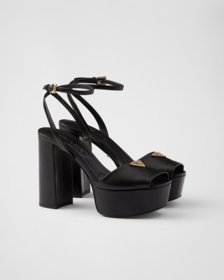 Prada Nappa Leather Platform Sandals Black
