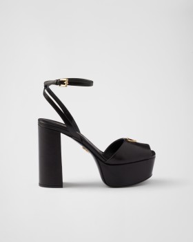 Prada Nappa Leather Platform Sandals Black
