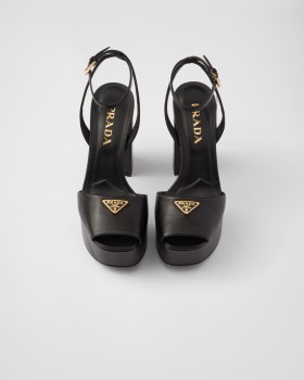 Prada Nappa Leather Platform Sandals Black