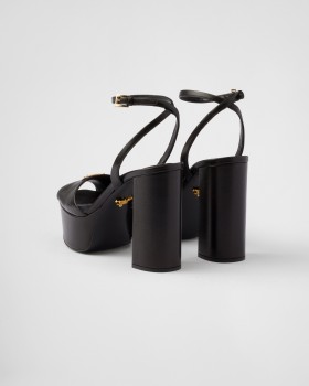 Prada Nappa Leather Platform Sandals Black