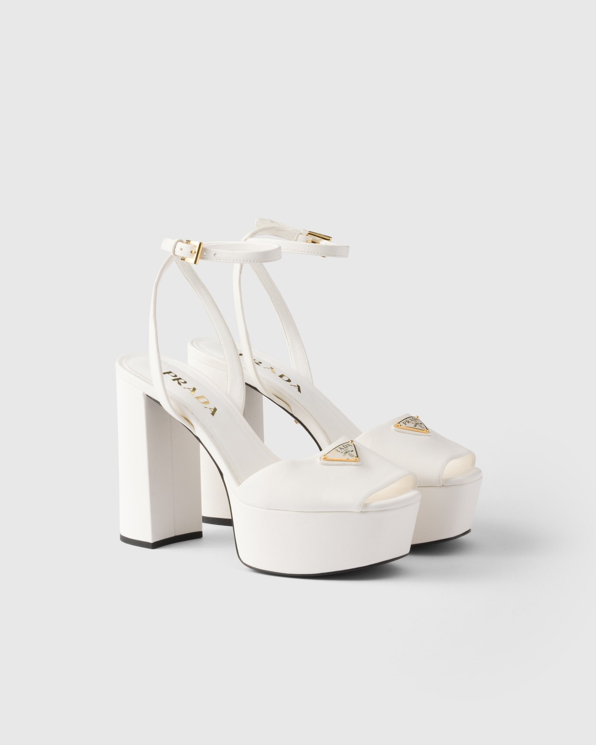 Prada Nappa Leather Platform Sandals Ivory