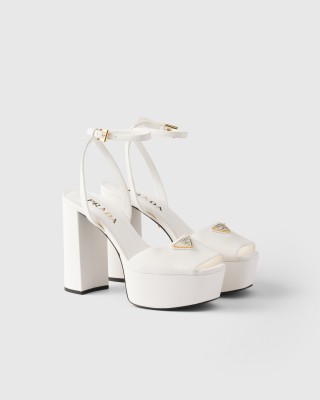 Prada Nappa Leather Platform Sandals Ivory