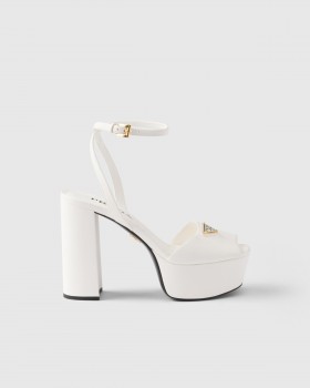 Prada Nappa Leather Platform Sandals Ivory