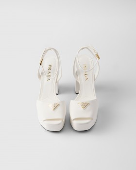 Prada Nappa Leather Platform Sandals Ivory