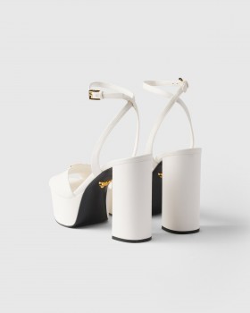 Prada Nappa Leather Platform Sandals Ivory